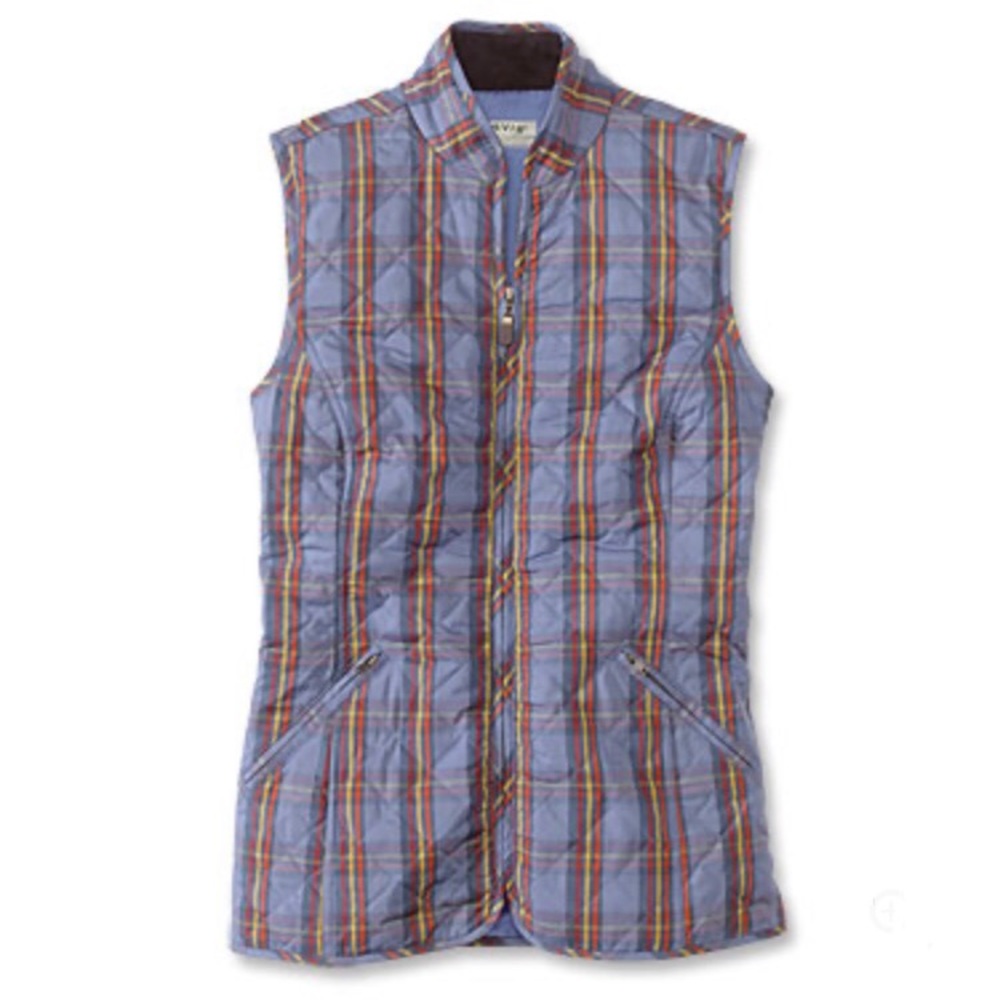 Orvis Sunderland Blue Plaid Full-Zip Vest Size Xs - image 1